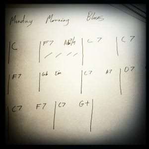 Chord sheet for a nice ten bar blues