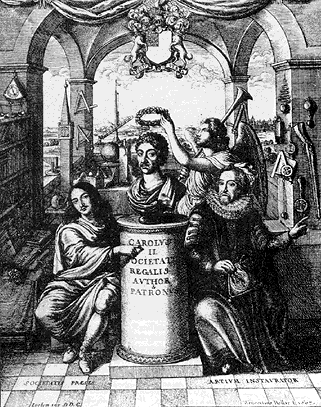 William Brouncker (left) with Charles II
